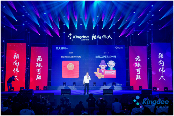 金蝶员工大会最强福利：1亿创业基金、1000万红包、200套房